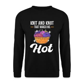 Knit and Knot that makes me Hot Knitting Crochet - Unisex Sweatshirt - black - Front - Alina (178cm) & Michal (187cm)