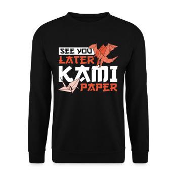 See You Later Kami Paper Origami Paper Folding - Unisex Pullover - Schwarz - Vorne - Alina (178cm) & Michal (187cm)