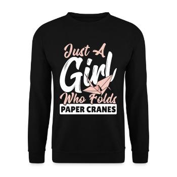 Just A Girl Who Folds Paper Cranes Origami Paper - Unisex Sweatshirt - black - Front - Alina (178cm) & Michal (187cm)
