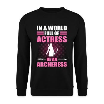 Bogenschiessen Bogenschütze Bogen Pfeil Bogenschüt - Unisex Pullover - Schwarz - Vorne - Alina (178cm) & Michal (187cm)