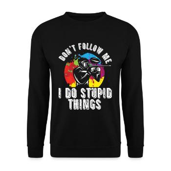 Don't Follow Me I Do Stupid Things Paintball - Unisex Sweatshirt - black - Front - Alina (178cm) & Michal (187cm)