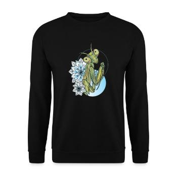 Gottesanbeterin I Fangschrecke Mantis Insekt Motiv - Unisex Pullover - Schwarz - Vorne - Alina (178cm) & Michal (187cm)