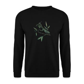 Gottesanbeterin I Fangschrecke Mantis Insekt Motiv - Unisex Pullover - Schwarz - Vorne - Alina (178cm) & Michal (187cm)