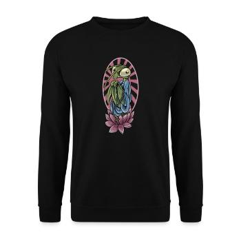 Gottesanbeterin I Fangschrecke Mantis Insekt Motiv - Unisex Pullover - Schwarz - Vorne - Alina (178cm) & Michal (187cm)