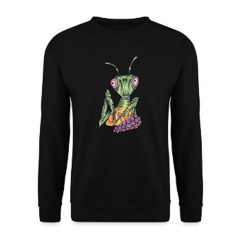 Gottesanbeterin I Fangschrecke Mantis Insekt Motiv - Unisex Pullover - Schwarz - Vorne - Alina (178cm) & Michal (187cm)