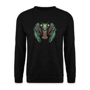 Gottesanbeterin I Fangschrecke Mantis Insekt Motiv - Unisex Pullover - Schwarz - Vorne - Alina (178cm) & Michal (187cm)