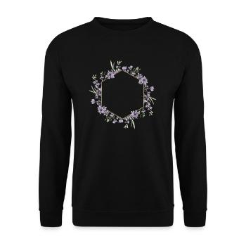 Lavendel I Team Braut Blumenkranz Hochzeit Boho - Unisex Pullover - Schwarz - Vorne - Alina (178cm) & Michal (187cm)