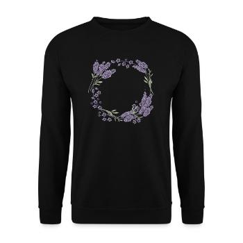 Lavendel I Team Braut Blumenkranz Hochzeit Boho - Unisex Pullover - Schwarz - Vorne - Alina (178cm) & Michal (187cm)