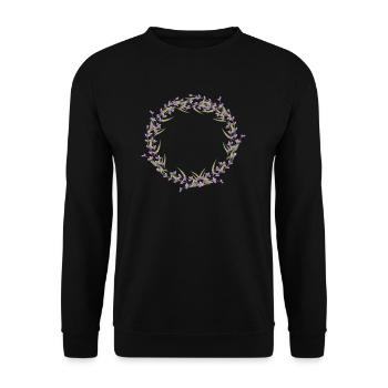 Lavendel I Team Braut Blumenkranz Hochzeit Boho - Unisex Pullover - Schwarz - Vorne - Alina (178cm) & Michal (187cm)