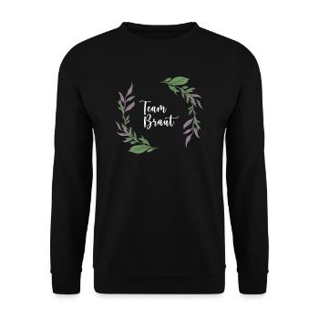 Lavendel I Team Braut Blumenkranz Hochzeit Boho - Unisex Pullover - Schwarz - Vorne - Alina (178cm) & Michal (187cm)