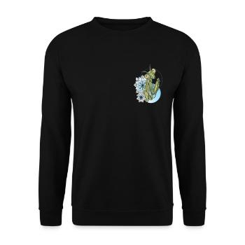 Gottesanbeterin I Fangschrecke Mantis Insekt Motiv - Unisex Pullover - Schwarz - Vorne - Alina (178cm) & Michal (187cm)
