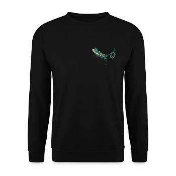 Gottesanbeterin I Fangschrecke Mantis Insekt Motiv - Unisex Pullover - Schwarz - Vorne - Alina (178cm) & Michal (187cm)