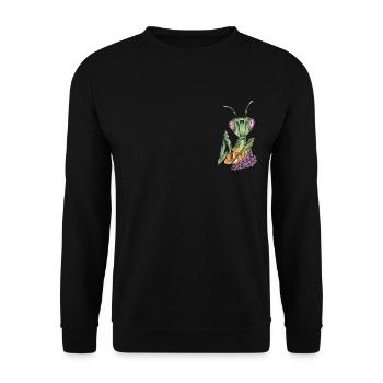 Gottesanbeterin I Fangschrecke Mantis Insekt Motiv - Unisex Pullover - Schwarz - Vorne - Alina (178cm) & Michal (187cm)