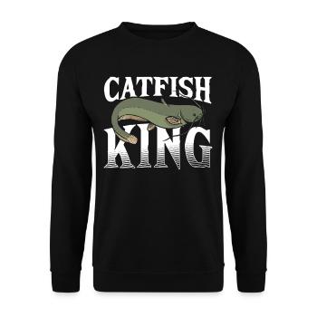 Catfish King Catfish Fishing Fish Hunting - Unisex Pullover - Schwarz - Vorne - Alina (178cm) & Michal (187cm)