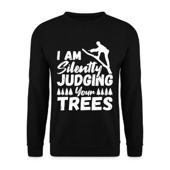I Am Silently Judging Your Trees Arborist - Unisex Sweatshirt - black - Front - Alina (178cm) & Michal (187cm)
