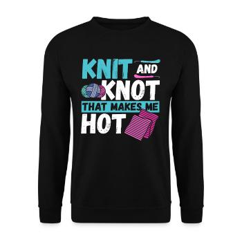 Knit and Knot that makes me Hot Knitting Crochet - Unisex Sweatshirt - black - Front - Alina (178cm) & Michal (187cm)
