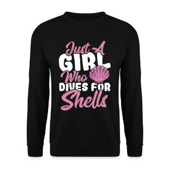 Just A Girl Who Dives For Shells Scalloping - Unisex Pullover - Schwarz - Vorne - Alina (178cm) & Michal (187cm)