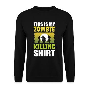 This Is My Zombie Killing Shirt Gamer Zombie - Unisex Pullover - Schwarz - Vorne - Alina (178cm) & Michal (187cm)