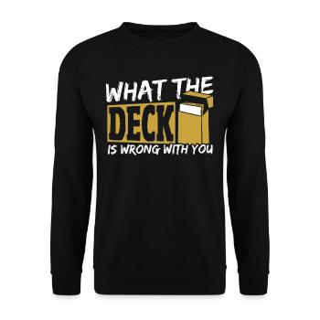 What The Deck Is Wrong With You Trading Card Game - Unisex Pullover - Schwarz - Vorne - Alina (178cm) & Michal (187cm)