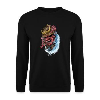 Samurai Mask I Japanese Tattoo Manga Anime for - Unisex Sweatshirt - black - Front - Alina (178cm) & Michal (187cm)