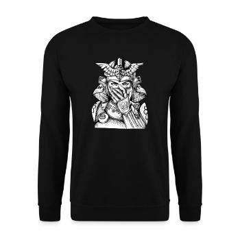 Samurai Mask I Japanese Tattoo Manga Anime for - Unisex Sweatshirt - black - Front - Alina (178cm) & Michal (187cm)