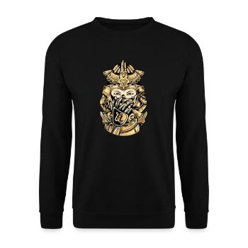 Samurai I Japanese Tattoo Manga Anime Mask for - Unisex Sweatshirt - black - Front - Alina (178cm) & Michal (187cm)