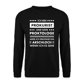 Prokurist I Prokura juristisches Motiv für - Unisex Pullover - Schwarz - Vorne - Alina (178cm) & Michal (187cm)