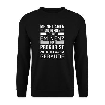 Prokurist I Prokura juristisches Motiv für - Unisex Pullover - Schwarz - Vorne - Alina (178cm) & Michal (187cm)