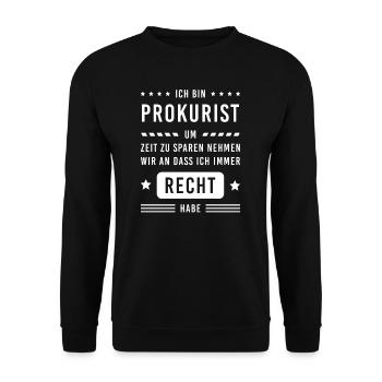Prokurist I Prokura juristisches Motiv für - Unisex Pullover - Schwarz - Vorne - Alina (178cm) & Michal (187cm)