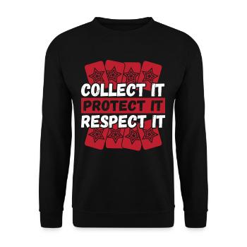 Collect It Protect It Respect It Trading Card - Unisex Pullover - Schwarz - Vorne - Alina (178cm) & Michal (187cm)