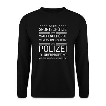 Sportschütze I Schützenverein Schießstand für - Unisex Pullover - Schwarz - Vorne - Alina (178cm) & Michal (187cm)
