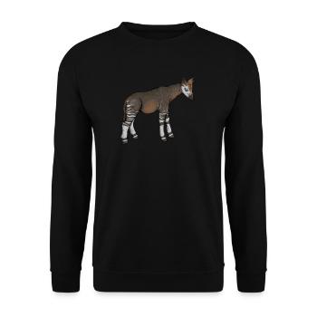 Okapi I Waldgiraffe aus dem Regenwald für - Unisex Pullover - Schwarz - Vorne - Alina (178cm) & Michal (187cm)
