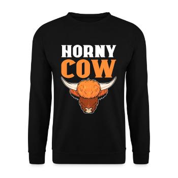Horny Cow Highland Cattle Breeder - Unisex Sweatshirt - black - Front - Alina (178cm) & Michal (187cm)