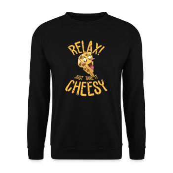 Brie Cheese Gouda Fondue Raclette Cheddar Switzerland - Unisex Sweatshirt - black - Front - Alina (178cm) & Michal (187cm)