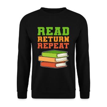 Read Return Repeat Librarian Book Lover - Unisex Sweatshirt - black - Front - Alina (178cm) & Michal (187cm)