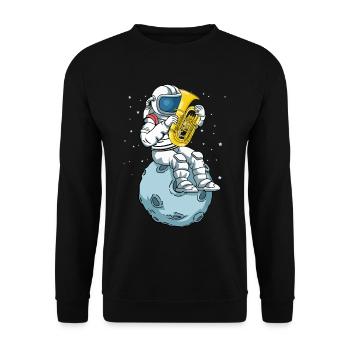 Astronaut Music Tuba Player Gift Kids Tuba - Unisex Sweatshirt - black - Front - Alina (178cm) & Michal (187cm)