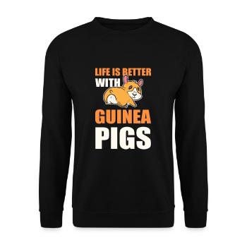 Life is Better with Guinea Pigs Guinea Pig Lover - Unisex Sweatshirt - black - Front - Alina (178cm) & Michal (187cm)