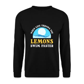 When Life Throws You Lemons, Swim Faster Swimming - Unisex Sweatshirt - black - Front - Alina (178cm) & Michal (187cm)