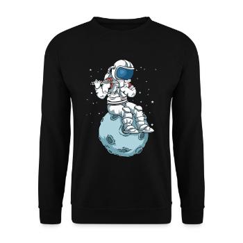 Flute Gift Kids Astronaut Music Flute - Unisex Sweatshirt - black - Front - Alina (178cm) & Michal (187cm)