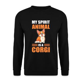 Mon animal spirituel est un chien Corgi Welsh Corgi - Sweat-shirt Unisexe - noir - Devant - Alina (178cm) & Michal (187cm)