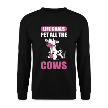 Life Goals Pet All The Cows Moo Cow Farmer - Unisex Pullover - Schwarz - Vorne - Alina (178cm) & Michal (187cm)
