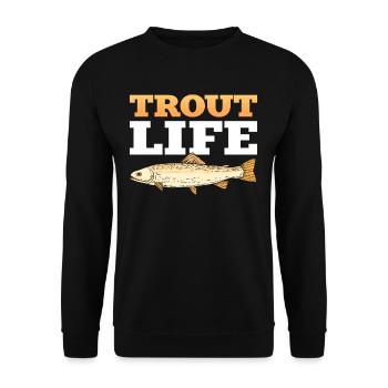 Trout Life Trout Fishing Fishing - Unisex Sweatshirt - black - Front - Alina (178cm) & Michal (187cm)