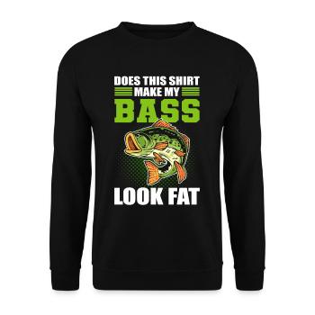 Does This Shirt Make My Bass Look Fat Fish Bass - Unisex Pullover - Schwarz - Vorne - Alina (178cm) & Michal (187cm)