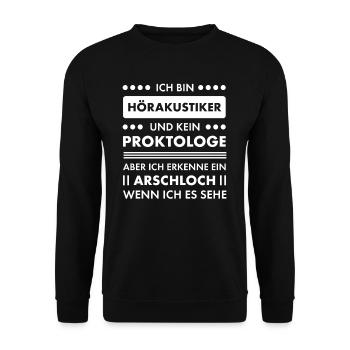 Hörakustiker I Akustiker Motiv für - Unisex Pullover - Schwarz - Vorne - Alina (178cm) & Michal (187cm)