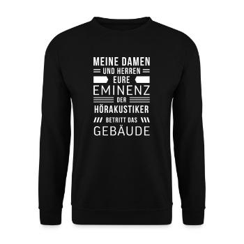 Hörakustiker I Akustiker Motiv für - Unisex Pullover - Schwarz - Vorne - Alina (178cm) & Michal (187cm)
