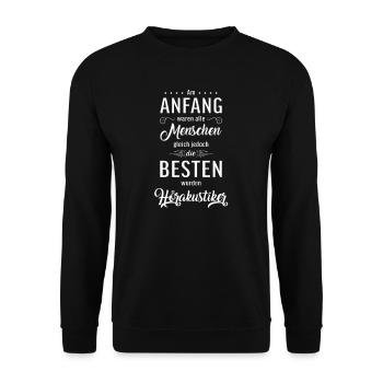 Hörakustiker I Akustiker Motiv für - Unisex Pullover - Schwarz - Vorne - Alina (178cm) & Michal (187cm)