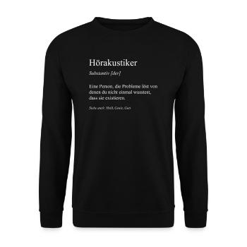 Hörakustiker I Akustiker Motiv für - Unisex Pullover - Schwarz - Vorne - Alina (178cm) & Michal (187cm)