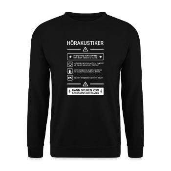 Hörakustiker I Akustiker Motiv für - Unisex Pullover - Schwarz - Vorne - Alina (178cm) & Michal (187cm)