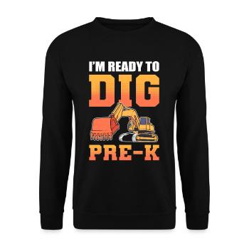I'm Ready To Dig Pre-K Construction Worker Back - Unisex Sweatshirt - black - Front - Alina (178cm) & Michal (187cm)