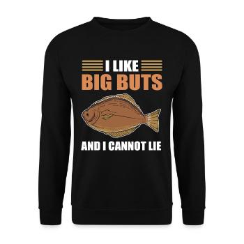 J’aime les gros mais et je ne peux pas mentir Pêche au flétan - Sweat-shirt Unisexe - noir - Devant - Alina (178cm) & Michal (187cm)